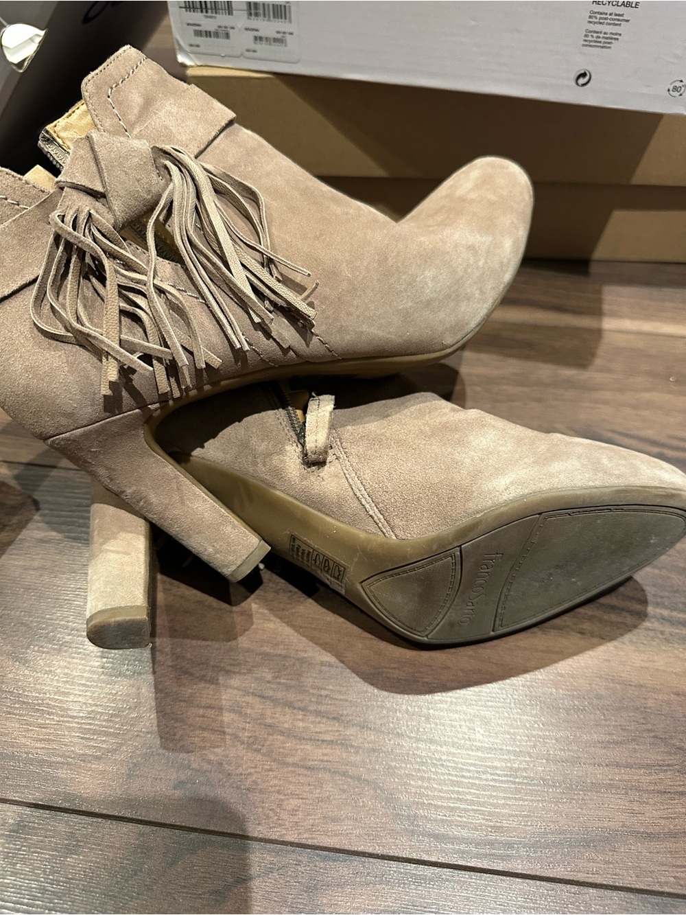 Franco Sarto Mushroom Brown Suede Heeled Ankle Boot